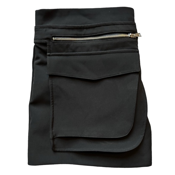Zara Black Asymmetrical Hem Buckle Pocket Zip Back Mini Skirt - Women’s Sz XS - Picture 6 of 8